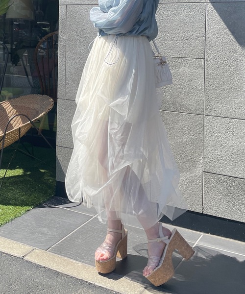one way（ワンウェイ）の「ボリュームチュールスカート（スカート・レディース・ホワイト/アイボリー/ブラック・FREE）」の8枚目の写真