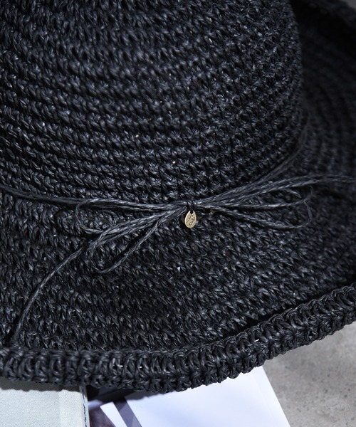 CALIFORNIA OUTFITTERS（カリフォルニア アウトフィッターズ）の「1-3C11 手編み つば広 ペーパーハット ワイドブリム UV対策（ハット・レディース・アイボリー/モカ/ブラック/ベージュ・FREE）」の6枚目の写真