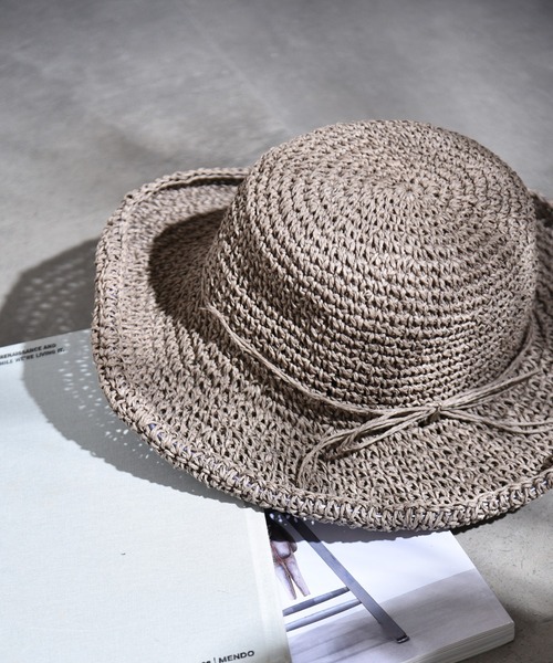 CALIFORNIA OUTFITTERS（カリフォルニア アウトフィッターズ）の「1-3C11 手編み つば広 ペーパーハット ワイドブリム UV対策（ハット・レディース・アイボリー/モカ/ブラック/ベージュ・FREE）」の7枚目の写真