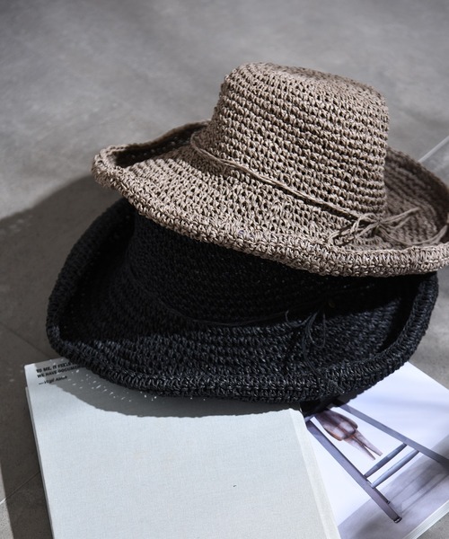 CALIFORNIA OUTFITTERS（カリフォルニア アウトフィッターズ）の「1-3C11 手編み つば広 ペーパーハット ワイドブリム UV対策（ハット・レディース・アイボリー/モカ/ブラック/ベージュ・FREE）」の10枚目の写真