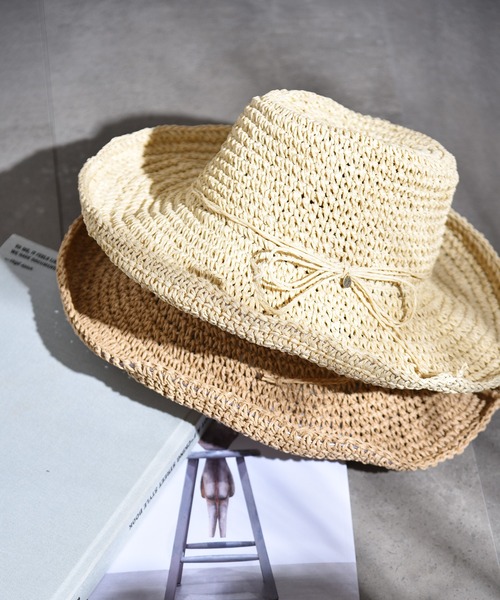 CALIFORNIA OUTFITTERS（カリフォルニア アウトフィッターズ）の「1-3C11 手編み つば広 ペーパーハット ワイドブリム UV対策（ハット・レディース・アイボリー/モカ/ブラック/ベージュ・FREE）」の18枚目の写真