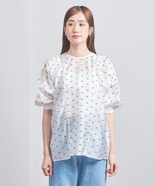 UNITED ARROWS ハシゴ カットジャカード ブラウス ホワイト UNITED ARROWS（ユナイテッドアローズ）の「ハシゴ カットジャ