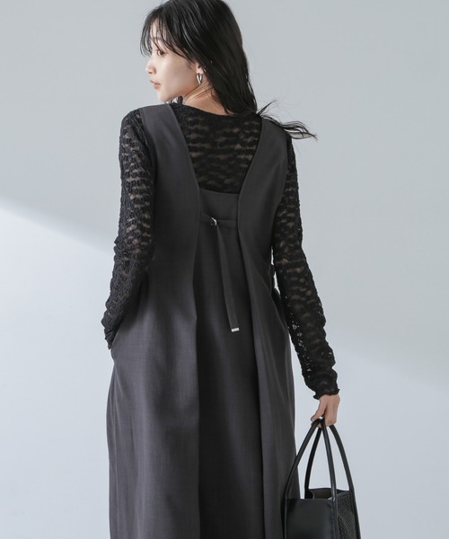 NANO universe（ナノユニバース）の「フラワーシアーカットトップス（Tシャツ/カットソー・レディース・ベージュ/ブラック/ホワイト・FREE）」の6枚目の写真