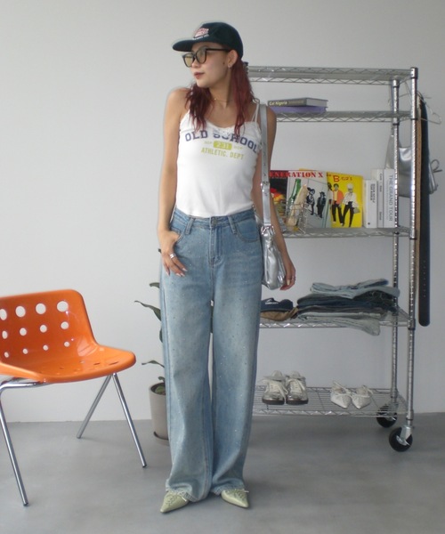 SHAGGIE（シャギー）の「レース付きロゴキャミソールトップス（キャミソール・レディース・ホワイト/グレー・FREE）」の13枚目の写真