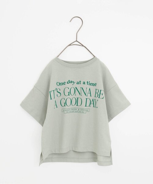 p.premier（ピードットプルミエ）の「すてきな1日シンプルロゴTシャツ（Tシャツ/カットソー・キッズ・クリーム/グレー/オフホワイト/ブラウン/グリーン・120/90/80/130/100/110/140）」の3枚目の写真