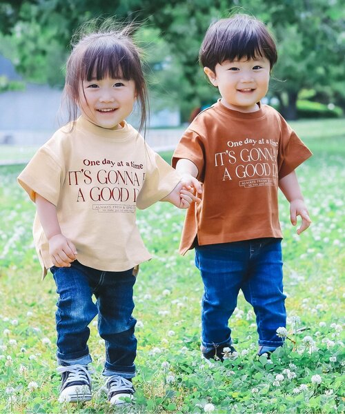 p.premier（ピードットプルミエ）の「すてきな1日シンプルロゴTシャツ（Tシャツ/カットソー・キッズ・クリーム/グレー/オフホワイト/ブラウン/グリーン・120/90/80/130/100/110/140）」の13枚目の写真