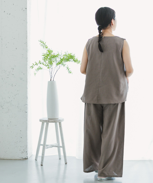 ITEMS URBANRESEARCH（アイテムズ アーバンリサーチ）の「リネンライクセットアップ（サロペット/オーバーオール・レディース・カーキ/ブラック/ベージュ・FREE）」の7枚目の写真