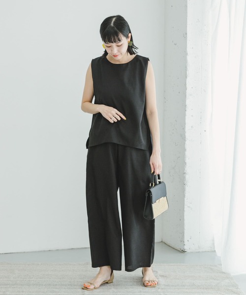 ITEMS URBANRESEARCH（アイテムズ アーバンリサーチ）の「リネンライクセットアップ（サロペット/オーバーオール・レディース・カーキ/ブラック/ベージュ・FREE）」の21枚目の写真