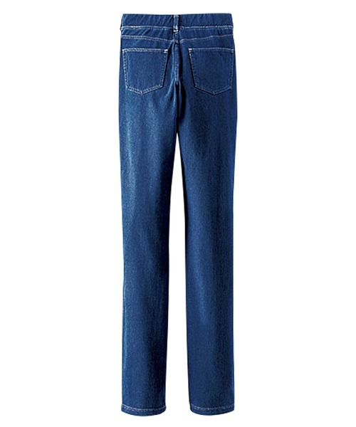 BELLUNA PLUS（ベルーナ）の「ラクラク！ひんやりニットデニムパンツ７３（デニムパンツ・レディース・インディゴブルー/ブルー/オフホワイト/ブラック・SMALL/MEDIUM/LARGE/X-LARGE）」の14枚目の写真