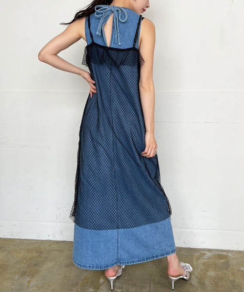 Jewelobe(ジュエローブ)の「チュールラッフルシアーキャミワンピース(ワンピース・レディース・ブラック/ホワイト・FREE)」の15枚目の写真