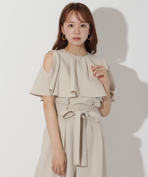 AND COUTURE（アンドクチュール）の「ケープブラウス（シャツ/ブラウス・レディース・ブルー/ブラック/ベージュ・FREE）」の2枚目の写真