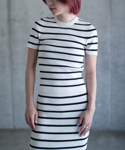 gina tricot（ジーナトリコ）の「Knitted top（ニット/セーター・レディース・ストライプ・S/M）」の2枚目の写真