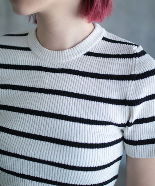 gina tricot（ジーナトリコ）の「Knitted top（ニット/セーター・レディース・ストライプ・S/M）」の5枚目の写真
