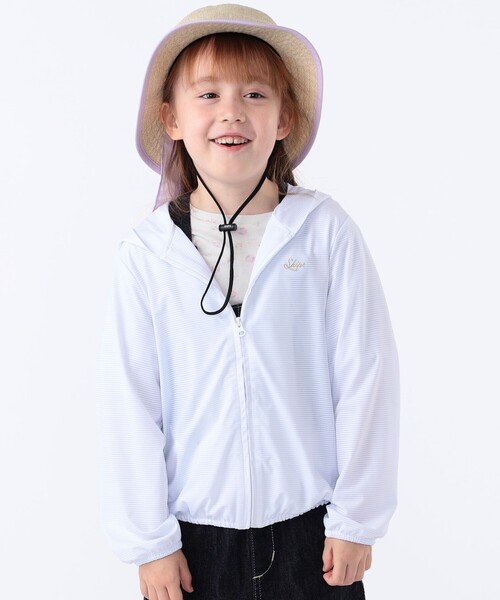 SHIPS（シップス）の「SHIPS KIDS:100～130cm /〈接触冷感/UVカット〉サンシェード フーディー（パーカー・キッズ・ホワイト/ライトブルー・100/110/120/130）」の5枚目の写真
