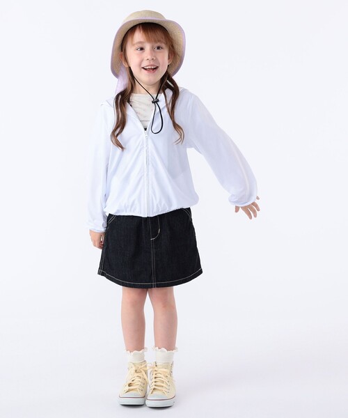 SHIPS（シップス）の「SHIPS KIDS:100～130cm /〈接触冷感/UVカット〉サンシェード フーディー（パーカー・キッズ・ホワイト/ライトブルー・100/110/120/130）」の8枚目の写真