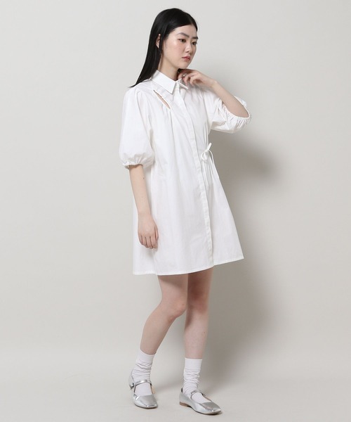 3.3 Field Trip （3.3フィールドトリップ）の「3.3 Field Trip／シャーリングパフワンピース（シャツワンピース・レディース・ブルー/ホワイト・FREE）」の20枚目の写真