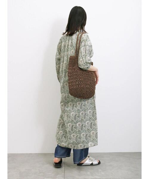Samansa Mos2 blue（サマンサモスモスブルー）の「【Made in India】ペイズリー花柄ワンピース（ワンピース・レディース・カーキ/キナリ/グレー・F）」の14枚目の写真