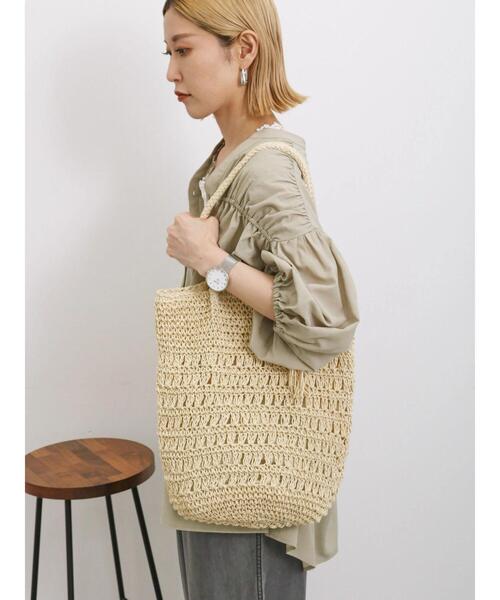 Samansa Mos2 blue（サマンサモスモスブルー）の「ペーパーフリンジバッグ（ハンドバッグ・レディース・ブラウン/ベージュ・F）」の8枚目の写真