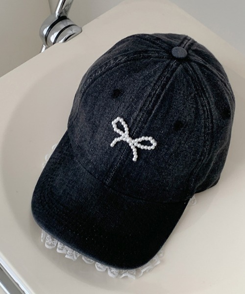 Vipoa(ヴィポア)の「beads ribbon frill denim cap(キャップ・レディース・ブラック/ブルー・FREE)」の10枚目の写真