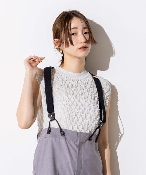 Torrazzo Donna（トラッゾドンナ）の「ラメポコポコ編みノースリーニット（ニット/セーター・レディース・ホワイト/シルバー・FREE）」の2枚目の写真