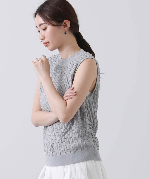 Torrazzo Donna（トラッゾドンナ）の「ラメポコポコ編みノースリーニット（ニット/セーター・レディース・ホワイト/シルバー・FREE）」の12枚目の写真