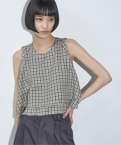 THE YOn（ザヨン）の「カットオフフリルティアードアメスリブラウス（シャツ/ブラウス・レディース・グレー/ブラック/チェック・FREE）」の3枚目の写真