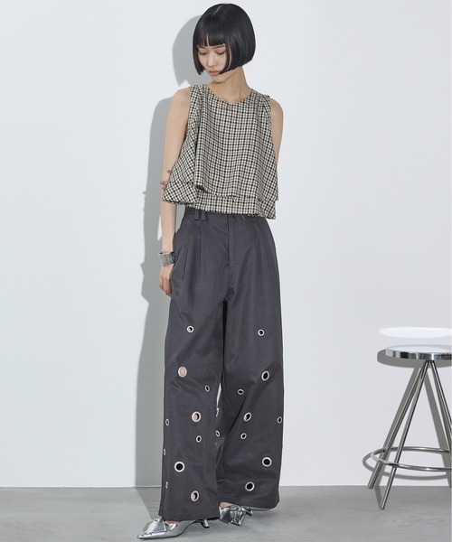 THE YOn（ザヨン）の「カットオフフリルティアードアメスリブラウス（シャツ/ブラウス・レディース・グレー/ブラック/チェック・FREE）」の10枚目の写真