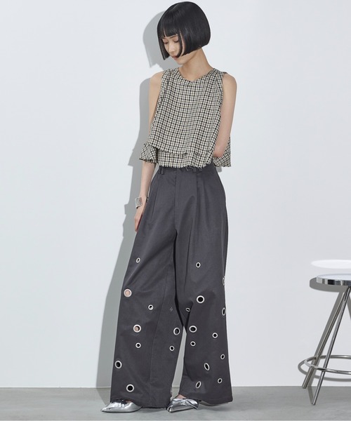 THE YOn（ザヨン）の「カットオフフリルティアードアメスリブラウス（シャツ/ブラウス・レディース・グレー/ブラック/チェック・FREE）」の9枚目の写真