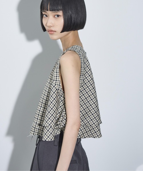 THE YOn（ザヨン）の「カットオフフリルティアードアメスリブラウス（シャツ/ブラウス・レディース・グレー/ブラック/チェック・FREE）」の14枚目の写真