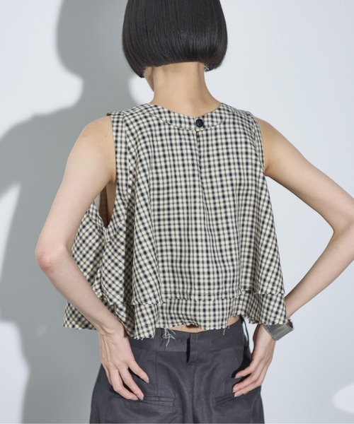 THE YOn（ザヨン）の「カットオフフリルティアードアメスリブラウス（シャツ/ブラウス・レディース・グレー/ブラック/チェック・FREE）」の13枚目の写真