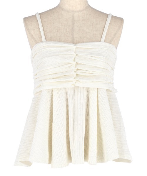 coca（coca）（コカ）の「楊柳プリーツギャザービスチェ（キャミソール・レディース・アイボリー/ブラック・M/L）」の17枚目の写真