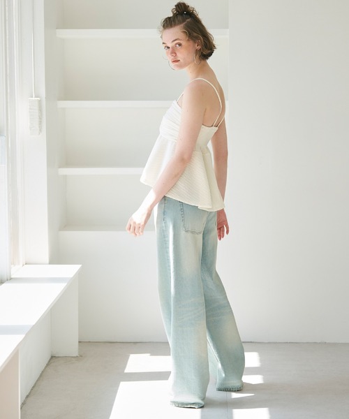 coca（coca）（コカ）の「楊柳プリーツギャザービスチェ（キャミソール・レディース・アイボリー/ブラック・M/L）」の5枚目の写真