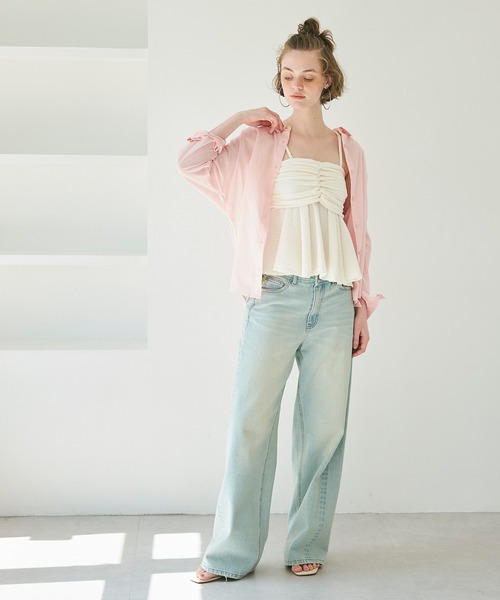 coca（coca）（コカ）の「楊柳プリーツギャザービスチェ（キャミソール・レディース・アイボリー/ブラック・M/L）」の8枚目の写真