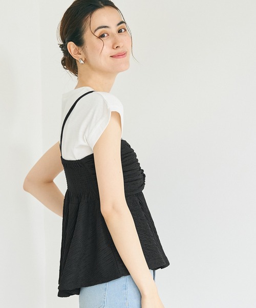 coca（coca）（コカ）の「楊柳プリーツギャザービスチェ（キャミソール・レディース・アイボリー/ブラック・M/L）」の11枚目の写真