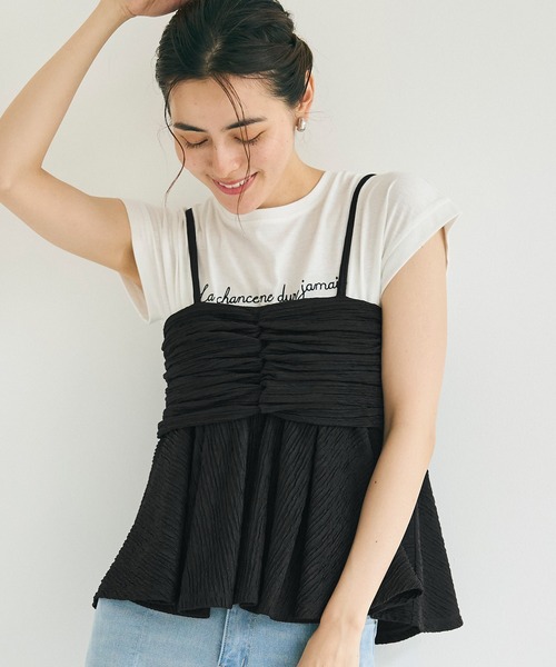 coca（coca）（コカ）の「楊柳プリーツギャザービスチェ（キャミソール・レディース・アイボリー/ブラック・M/L）」の13枚目の写真