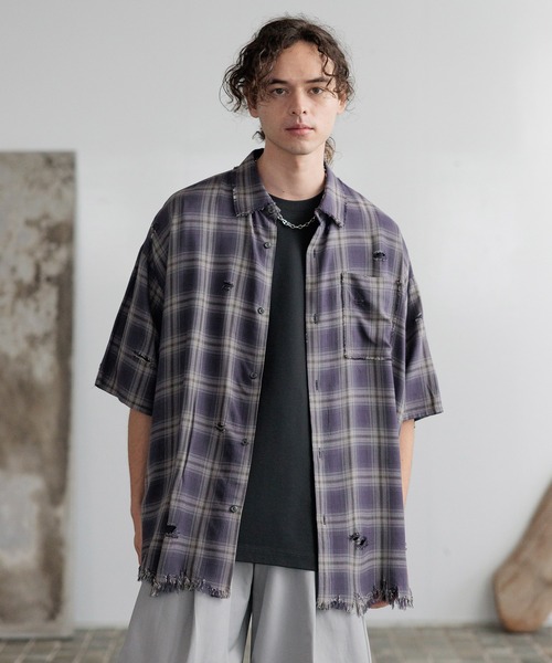 【美品】HARE　BIGダメージチェックシャツ　グレー　ブラウス　ヴィンテージ 楽天市場】【SALE／31%OFF】BIGダメージチェックシャツ HARE