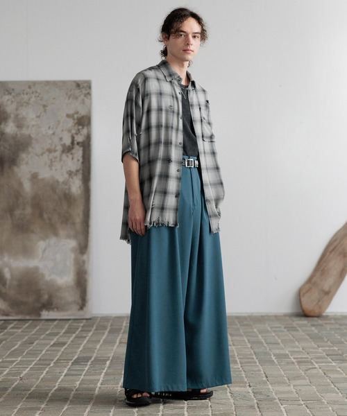 HARE（ハレ）の「ダメージチェックシャツ(HARE)（シャツ/ブラウス・メンズ・ブラック系その他/レッド系その他/ブルー系その他/パープル/ホワイト/グレー・FREE）」の10枚目の写真