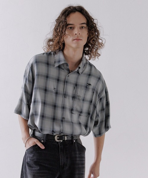 HARE（ハレ）の「ダメージチェックシャツ(HARE)（シャツ