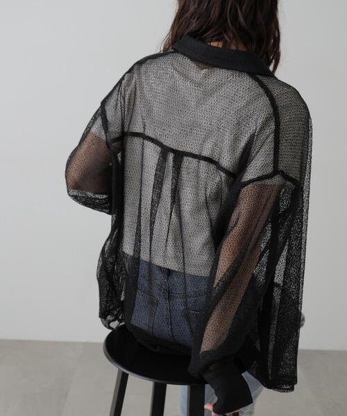 FREE'S MART（フリーズマート）の「◆メッシュビッグシャツ（シャツ/ブラウス・レディース・ブラック/ホワイト・FREE）」の6枚目の写真