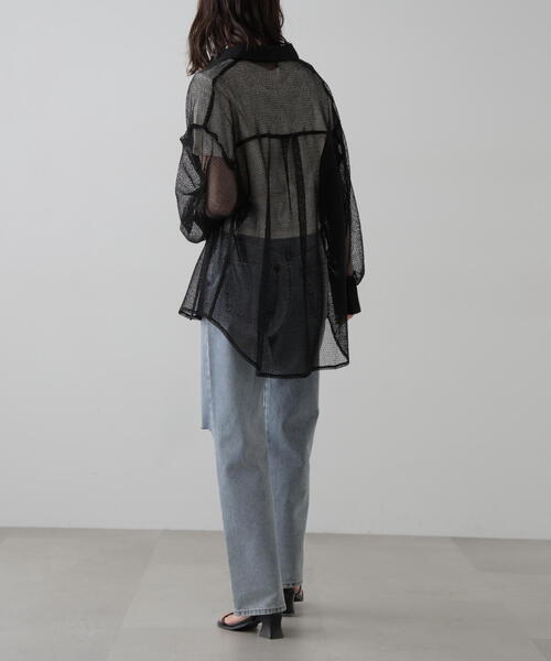 FREE'S MART（フリーズマート）の「◆メッシュビッグシャツ（シャツ/ブラウス・レディース・ブラック/ホワイト・FREE）」の10枚目の写真