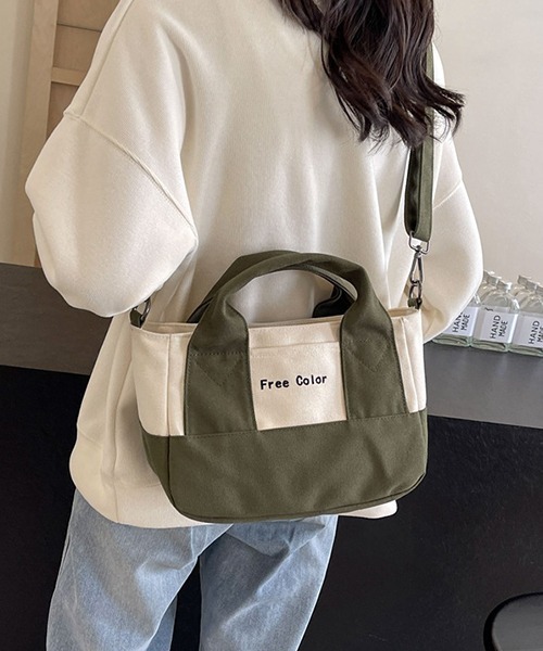 c.u.l(シーユーエル)の「カラーハンドル コットンショルダーバッグ cula906(ショルダーバッグ・レディース・ブラック/カーキ/ベージュ/イエロー・FREE)」の18枚目の写真