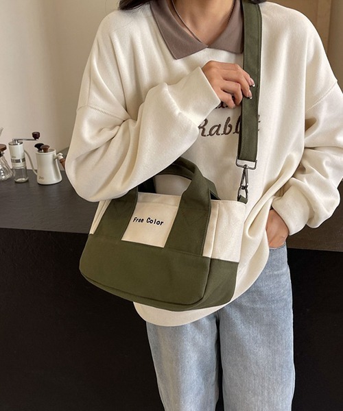 c.u.l(シーユーエル)の「カラーハンドル コットンショルダーバッグ cula906(ショルダーバッグ・レディース・ブラック/カーキ/ベージュ/イエロー・FREE)」の19枚目の写真