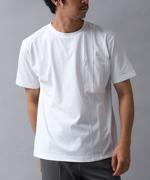 NOLLEY’S（ノーリーズ）の「【ACTIVE SECT】《限定展開 / 吸水性 / 防透け性》イージーケアファブリックパネルTシャツ（Tシャツ/カットソー・メンズ・ブラック/ダークネイビー/ホワイト・M/L/S）」の2枚目の写真