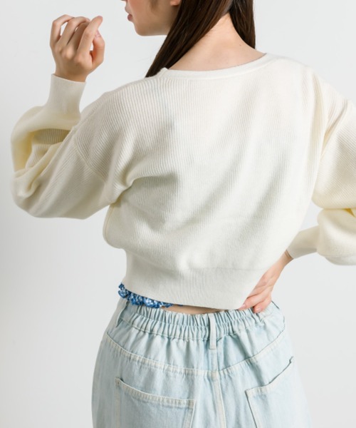 OLIVE des OLIVE(オリーブデオリーブ)の「リボンビジューカーディガン(カーディガン/ボレロ・レディース・オフホワイト/チャコールグレー/サックスブルー/ブラック/ラベンダー・FREE)」の10枚目の写真