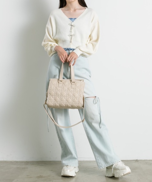 OLIVE des OLIVE(オリーブデオリーブ)の「リボンビジューカーディガン(カーディガン/ボレロ・レディース・オフホワイト/チャコールグレー/サックスブルー/ブラック/ラベンダー・FREE)」の11枚目の写真