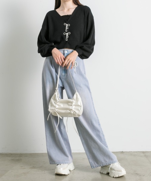 OLIVE des OLIVE(オリーブデオリーブ)の「リボンビジューカーディガン(カーディガン/ボレロ・レディース・オフホワイト/チャコールグレー/サックスブルー/ブラック/ラベンダー・FREE)」の16枚目の写真