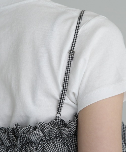 CREOLME（クレオルム）の「(CREOLME)ギンガムチェックフリルキャミソール（キャミソール・レディース・ブラック/ブルー・FREE）」の12枚目の写真