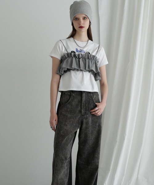 CREOLME（クレオルム）の「(CREOLME)ギンガムチェックフリルキャミソール（キャミソール・レディース・ブラック/ブルー・FREE）」の19枚目の写真