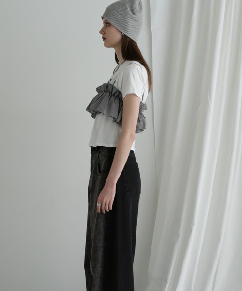 CREOLME（クレオルム）の「(CREOLME)ギンガムチェックフリルキャミソール（キャミソール・レディース・ブラック/ブルー・FREE）」の18枚目の写真