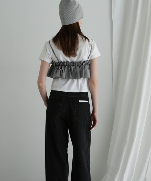 CREOLME（クレオルム）の「(CREOLME)ギンガムチェックフリルキャミソール（キャミソール・レディース・ブラック/ブルー・FREE）」の17枚目の写真